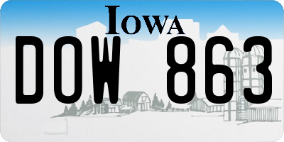 IA license plate DOW863
