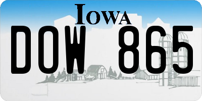 IA license plate DOW865