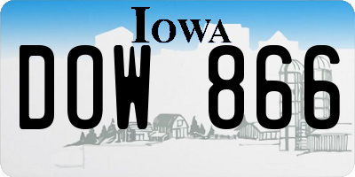 IA license plate DOW866
