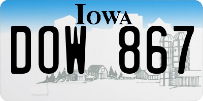 IA license plate DOW867