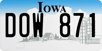 IA license plate DOW871