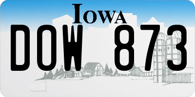IA license plate DOW873