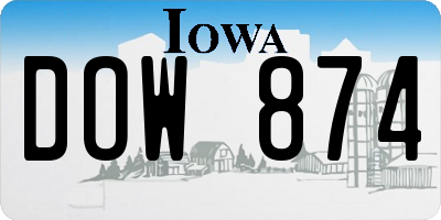 IA license plate DOW874