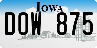 IA license plate DOW875