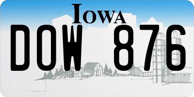 IA license plate DOW876