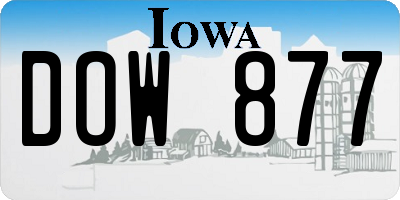 IA license plate DOW877