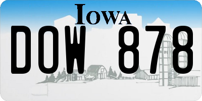 IA license plate DOW878