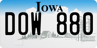 IA license plate DOW880