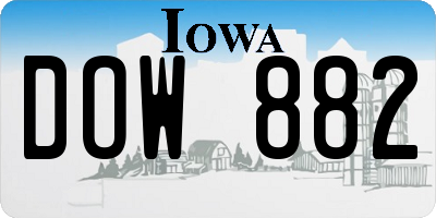 IA license plate DOW882