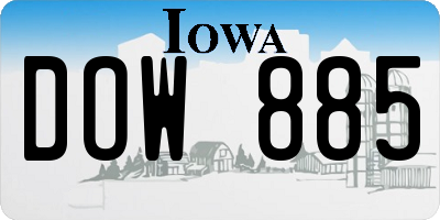 IA license plate DOW885