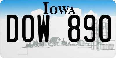 IA license plate DOW890