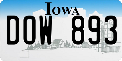 IA license plate DOW893