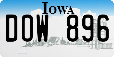 IA license plate DOW896