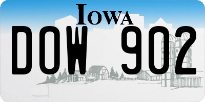 IA license plate DOW902