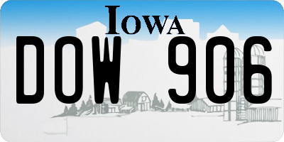IA license plate DOW906