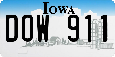 IA license plate DOW911