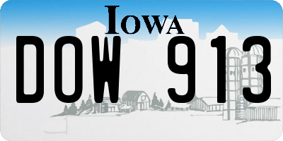 IA license plate DOW913