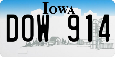 IA license plate DOW914
