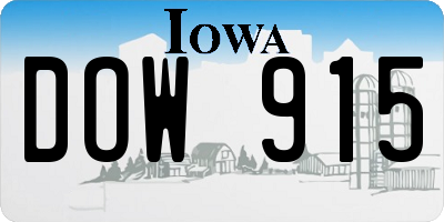 IA license plate DOW915