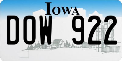 IA license plate DOW922