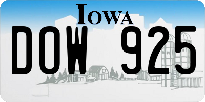 IA license plate DOW925