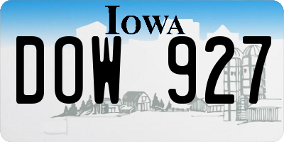 IA license plate DOW927