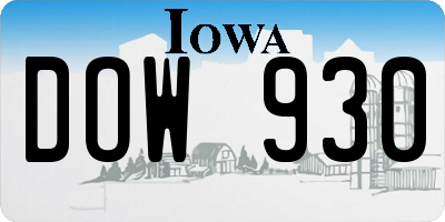 IA license plate DOW930