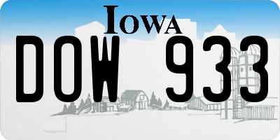 IA license plate DOW933