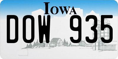 IA license plate DOW935