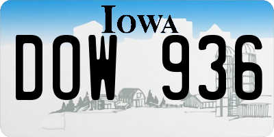IA license plate DOW936