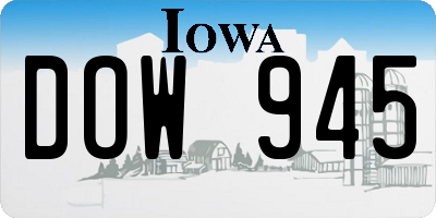 IA license plate DOW945