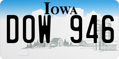 IA license plate DOW946