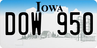IA license plate DOW950