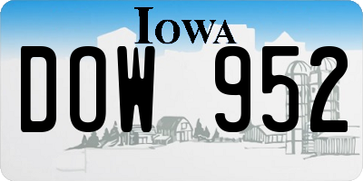 IA license plate DOW952
