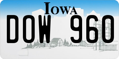 IA license plate DOW960
