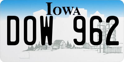 IA license plate DOW962