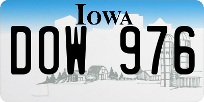 IA license plate DOW976