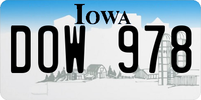 IA license plate DOW978