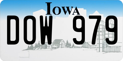 IA license plate DOW979
