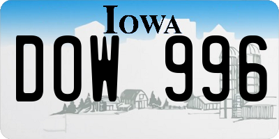 IA license plate DOW996