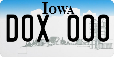 IA license plate DOX000