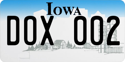 IA license plate DOX002