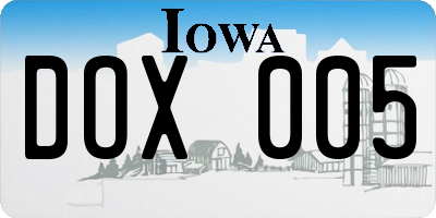 IA license plate DOX005