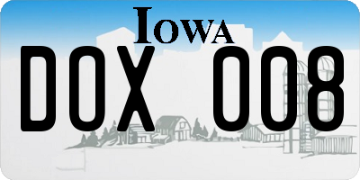IA license plate DOX008