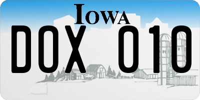 IA license plate DOX010