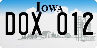 IA license plate DOX012