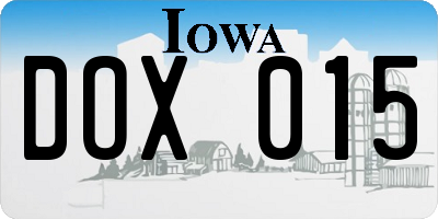 IA license plate DOX015