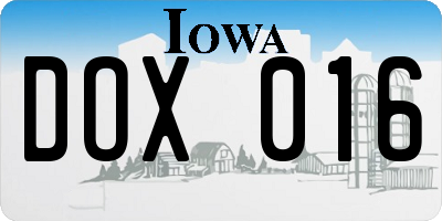 IA license plate DOX016
