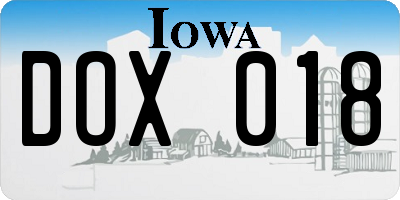 IA license plate DOX018