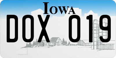 IA license plate DOX019